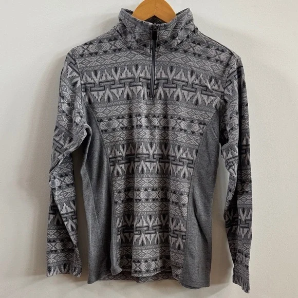 Gray Patterned Zip-Up Sweater - Picture 1 of 6